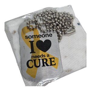 Someone I Love Needs A Cure Dog Tag Necklace Yellow Ribbon Awareness